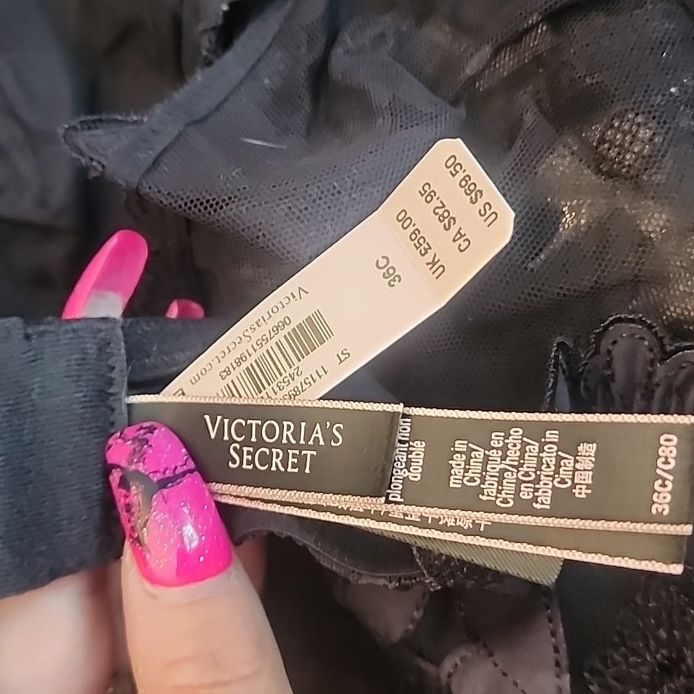 Victoria's Secret Midnight Black Lace Bra 38C Nwt - Picture 5 of 6